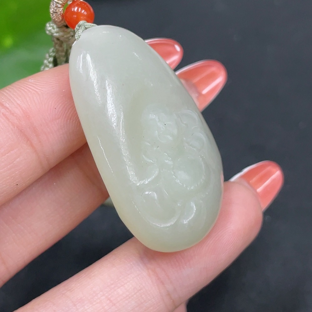 H35084599 Hetian Jade Pendant   Buddha   Total Weight (including rope): 18.8g