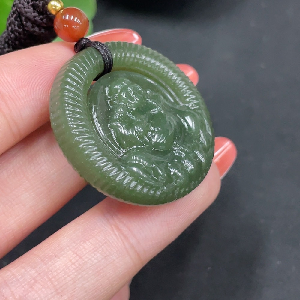 H34062774 Hetian Jade Pendant Buddha with Non-Hetian Jade Beads Total Weight (including cord) Approx. 14.3g