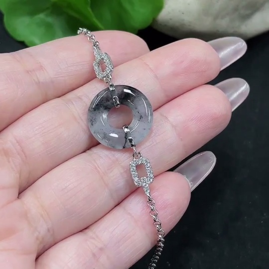 F34069718 Jadeite Donut Bracelet Non-Gold Inlaid Total Weight Approx.3.13g