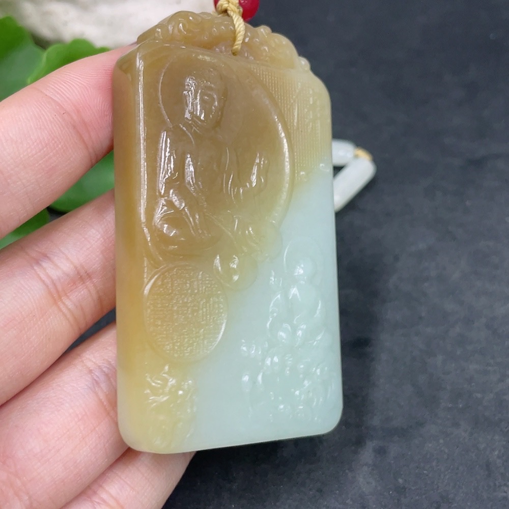 H33886297 Hetian Jade Pendant Amitabha Buddha with Non-Hetian Jade Beads Total Weight Approx. 95.5g (Incl. Chain)