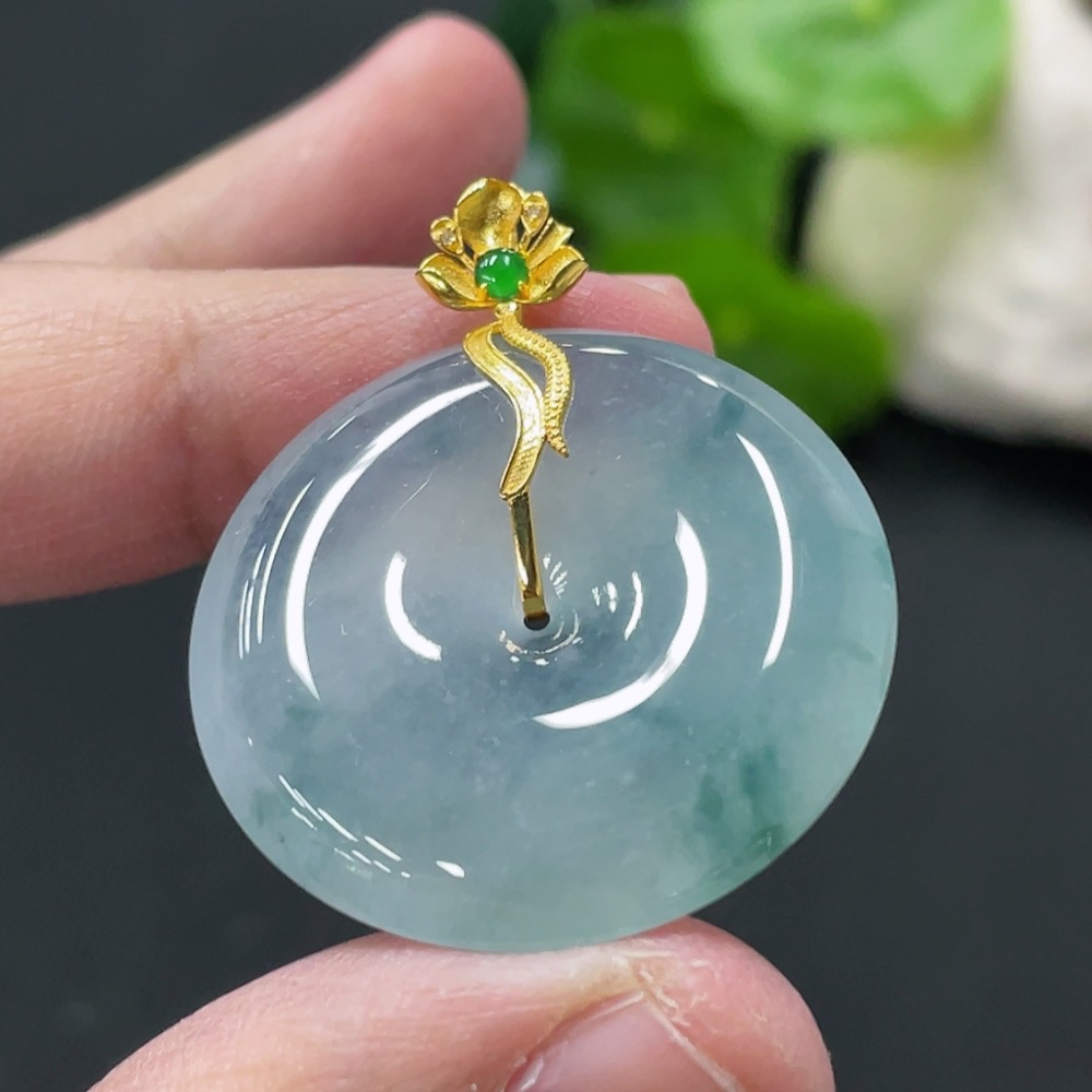 F35145496 Jadeite Pendant Peace Buckle 18k Total Weight Approx. 10.16g