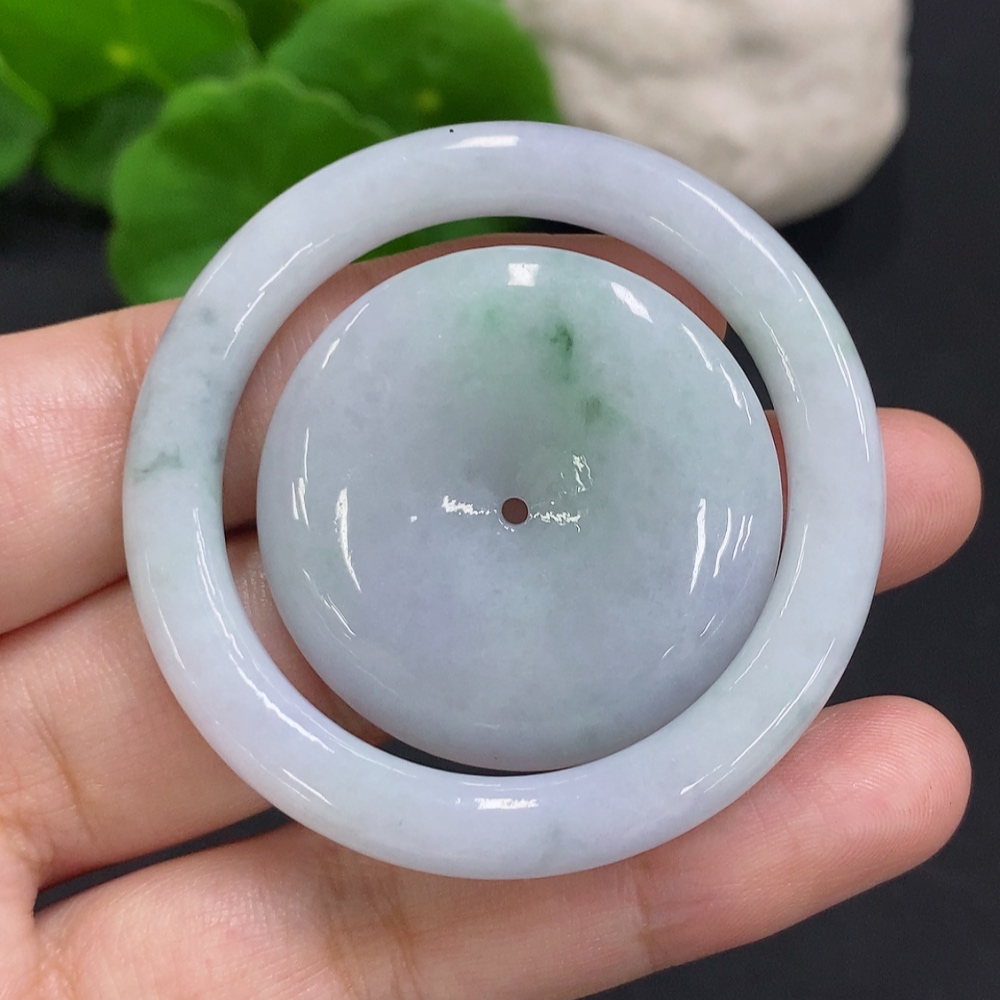 F32741368 Jadeite Mother-and-Child Button Pendant with a total product weight of approximately 31.8 grams