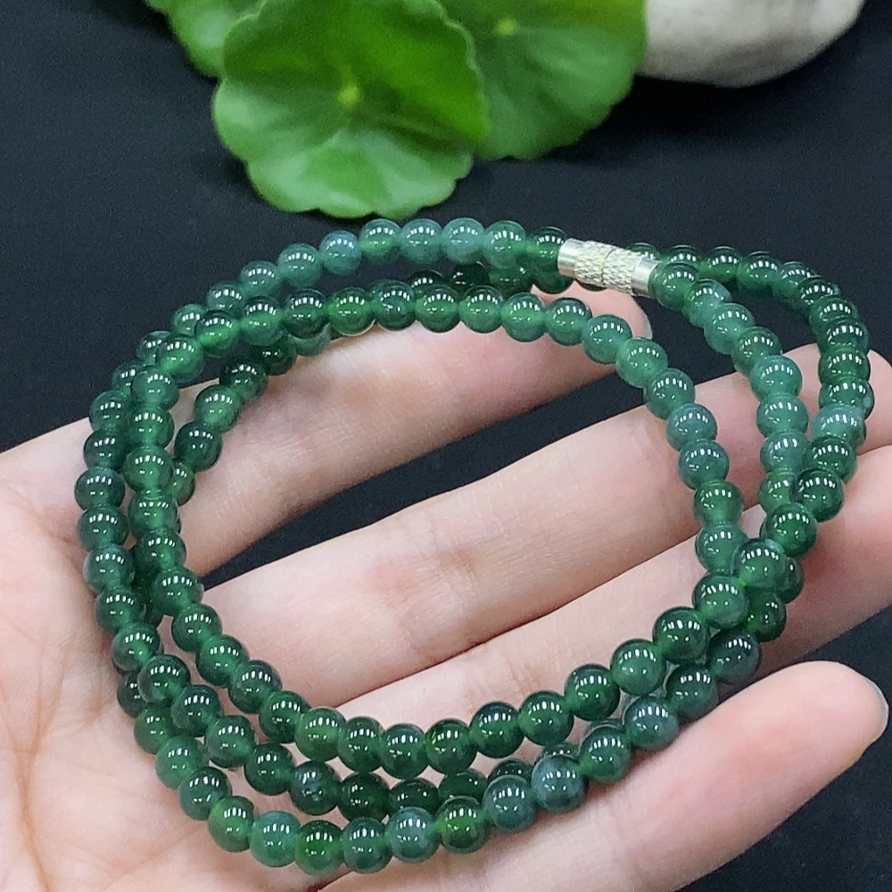 F34996581 Jadeite Bead Necklace Approx. 5.1mm Total Weight Approx. 25.57g