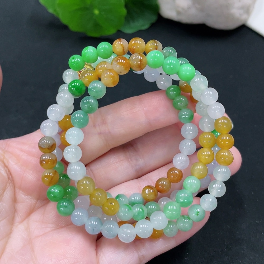 F31580531 Jadeite Beaded Necklace Approx. 6.2mm Total Weight Approx. 43.7g Non-gold Inlaid Color Origin Undetermined