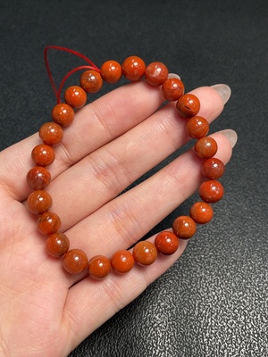 C33920622 Red Agate Bracelet with Visible Organic Matter, Total Weight Approx. 15.15g, Bead Size About 7.8mm