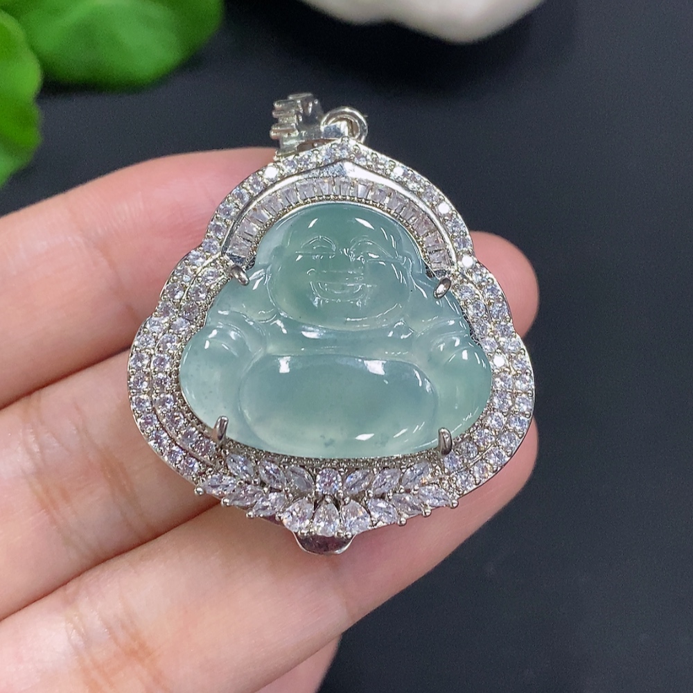F31622813 Jadeite Buddha Pendant Inlaid Without Gold Total Weight Approx. 16.5g