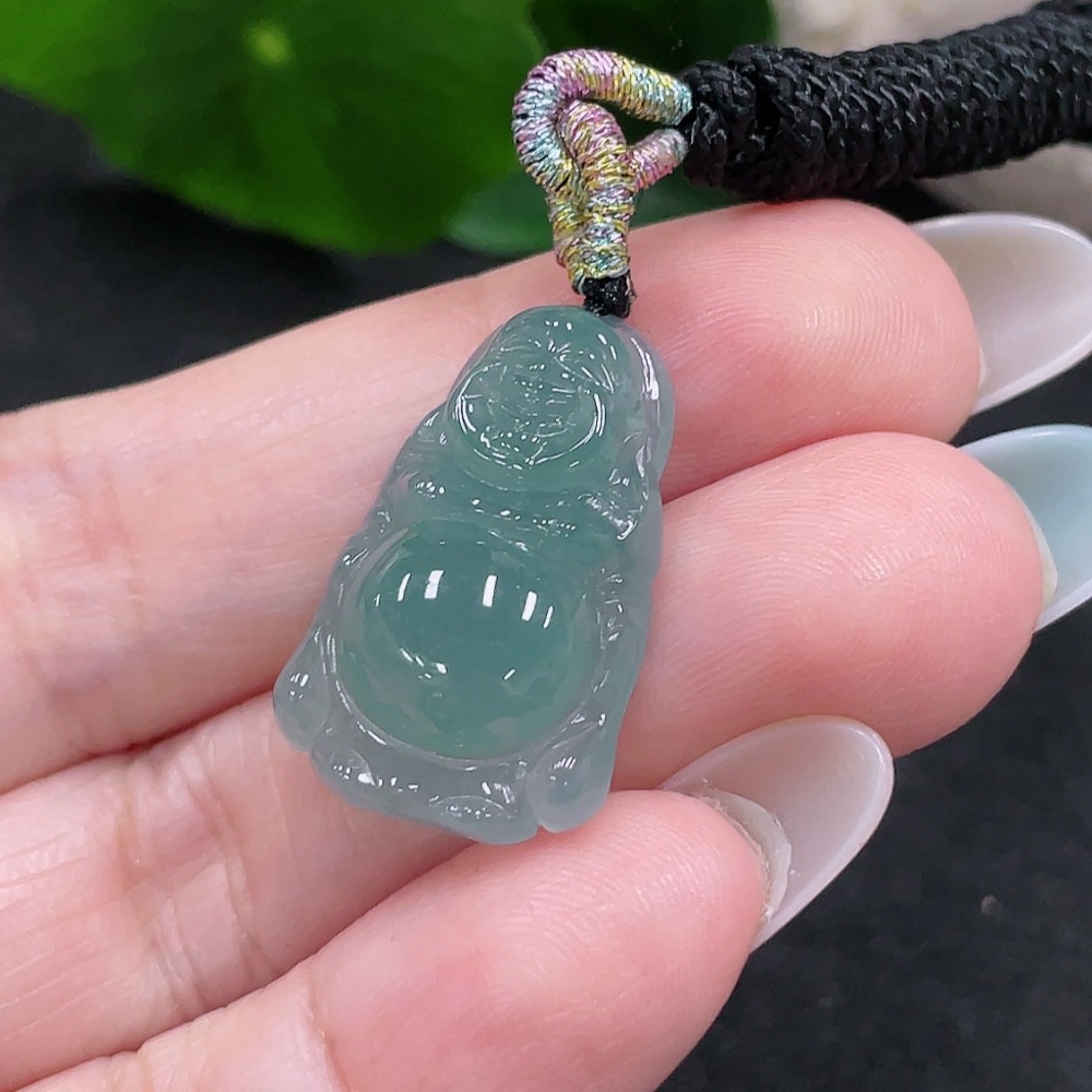 F33873748 Jadeite Standing Buddha Pendant Total Weight Approx. 4.4g (Including Rope Weight)