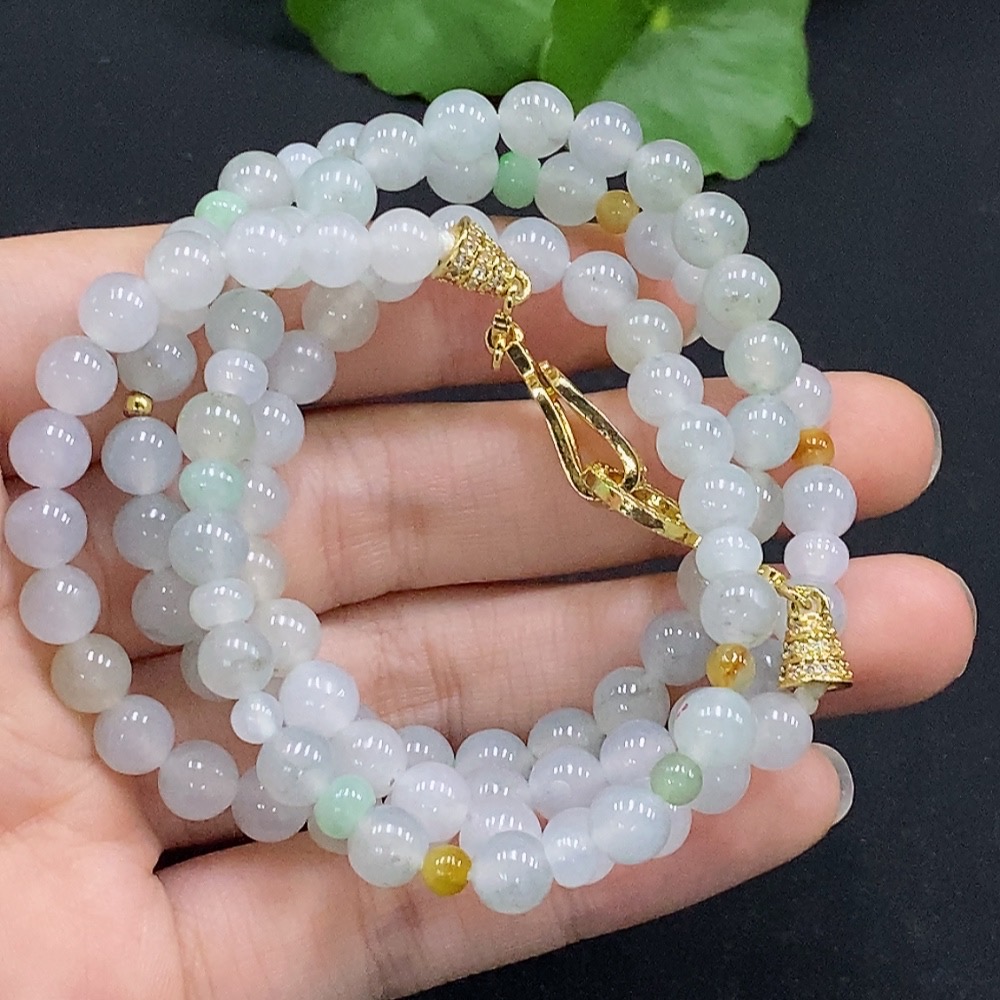 F32787558 Jadeite Bead Necklace Approx. 6.2mm Total Weight Approx. 41.3g Non-Gold Setting Color Origin Undetermined
