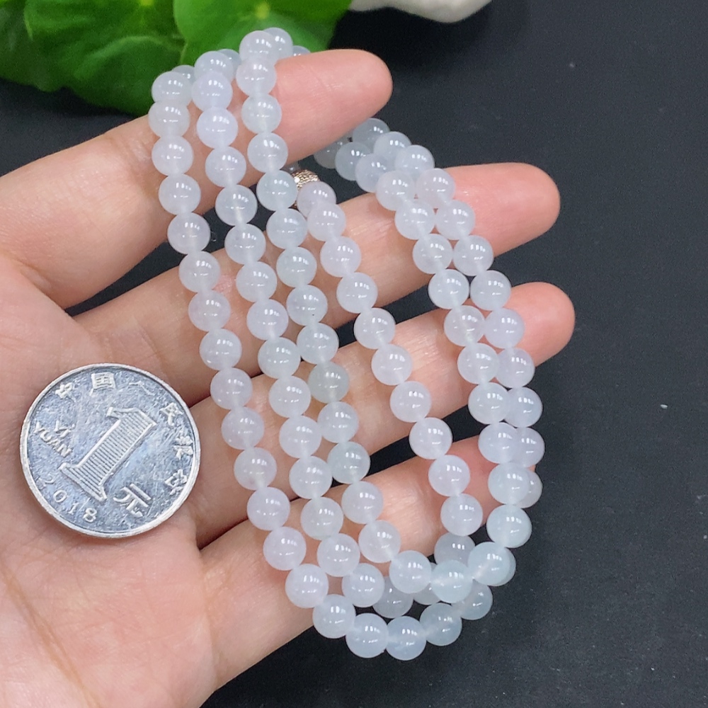 F29391325 Jadeite Bead Necklace Approx. 5.8mm Non-Gold Total Weight Approx. 39.6g