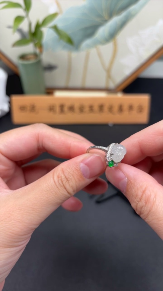 F34001080 Jadeite Pi Xiu Inlaid Ring Adjustable Size Non-Gold Inlay Total Weight About 2.9g