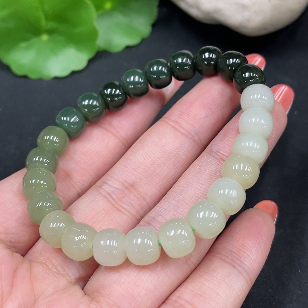 H35085070 Hetian Jade Bracelet Approx. 7.8mm Total Weight Approx. 20.2g