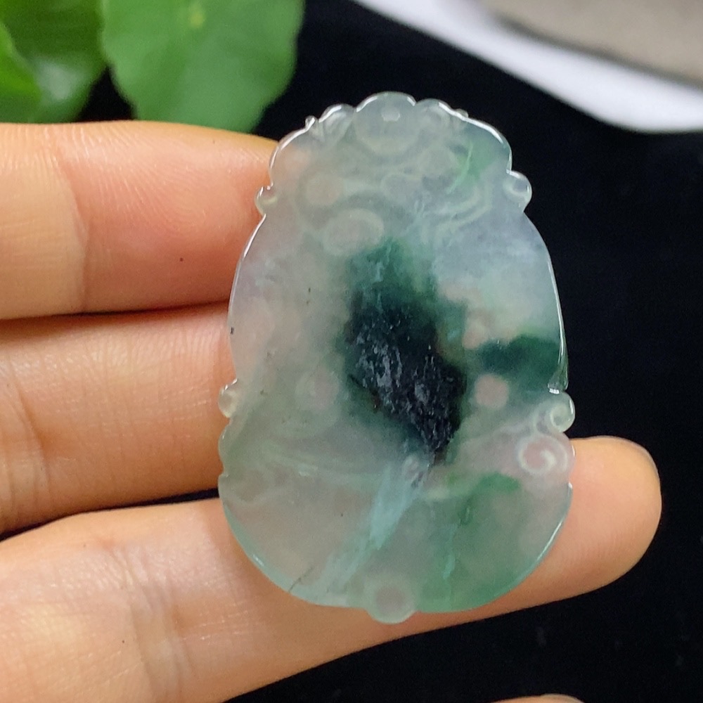F34024756 Jadeite Dragon Pendant Total Weight Approx. 7.9g Containing Other Mineral Components