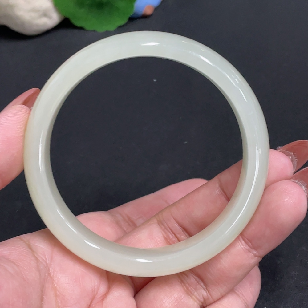 H34011098 Hetian Jade Round Bracelet Size 49 Total Weight Approx. 49g