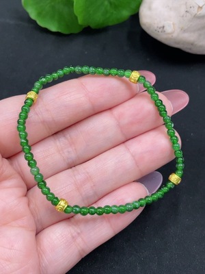 F34983099 Jadeite Bracelet Approx. 3mm Beads Total Weight 3.4g (Non-Gold Inlaid)