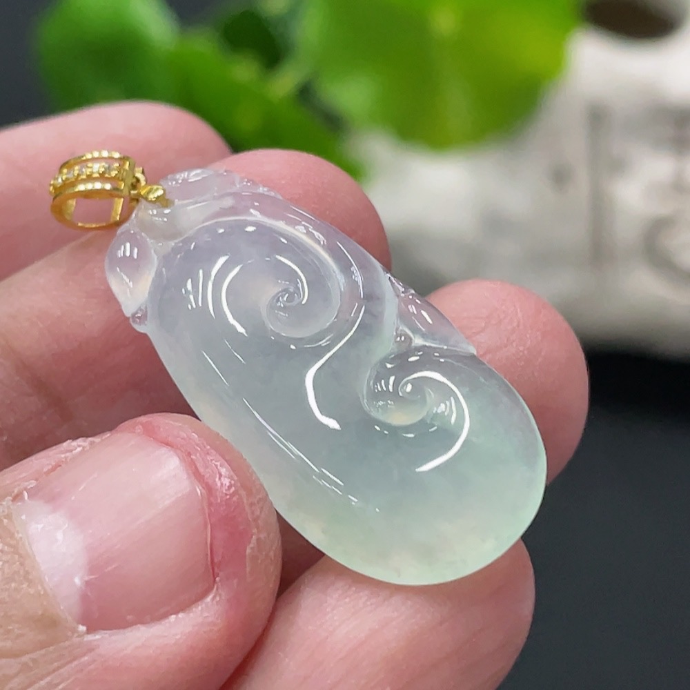 F34060995 Jadeite Pendant Ruyi 18K Non-Diamond Total Weight Approx. 3.66g (Excluding Rope)