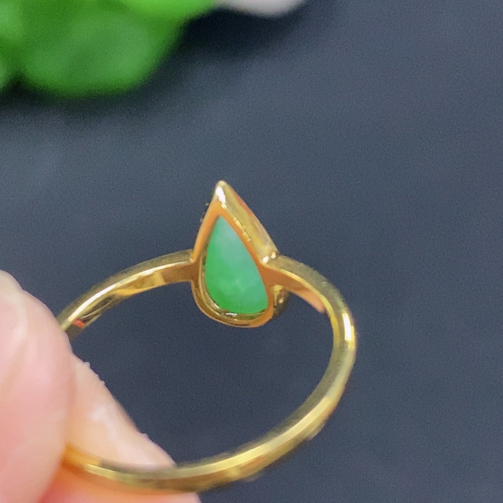 F24798732 Jadeite Inlaid Ring 18K Gold Size 13 Total Weight Approx. 1.8g