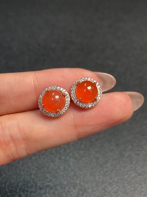 C33920897 South Red Agate Earrings (Non-Gold, Total Weight Approx. 3.16g)
