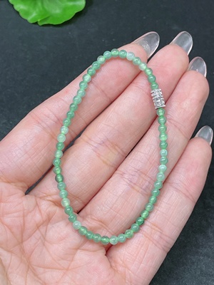 F34064045 Jadeite Bracelet Approx. 2.8mm Beads Total Weight Approx. 2.66g Non-Gold
