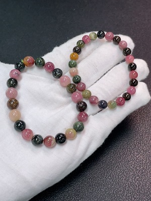 C32743908 Tourmaline Bracelet with Visible Organic Matter and Other Mineral Components, Total Weight Approx. 26.78g, Sell as a Lot