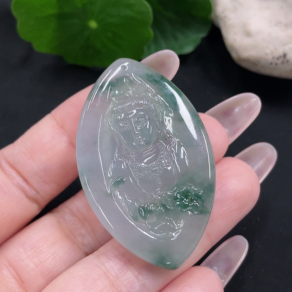 F35082852 Jadeite Guanyin Pendant Total Weight Approx. 17.8g