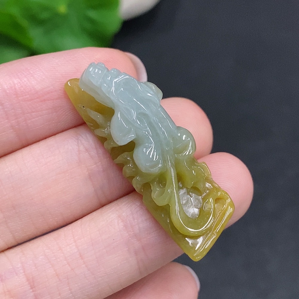 F34962576 Jadeite Pixiu Pendant, Total Weight About 5.8g, Yellow Color Origin Undetermined