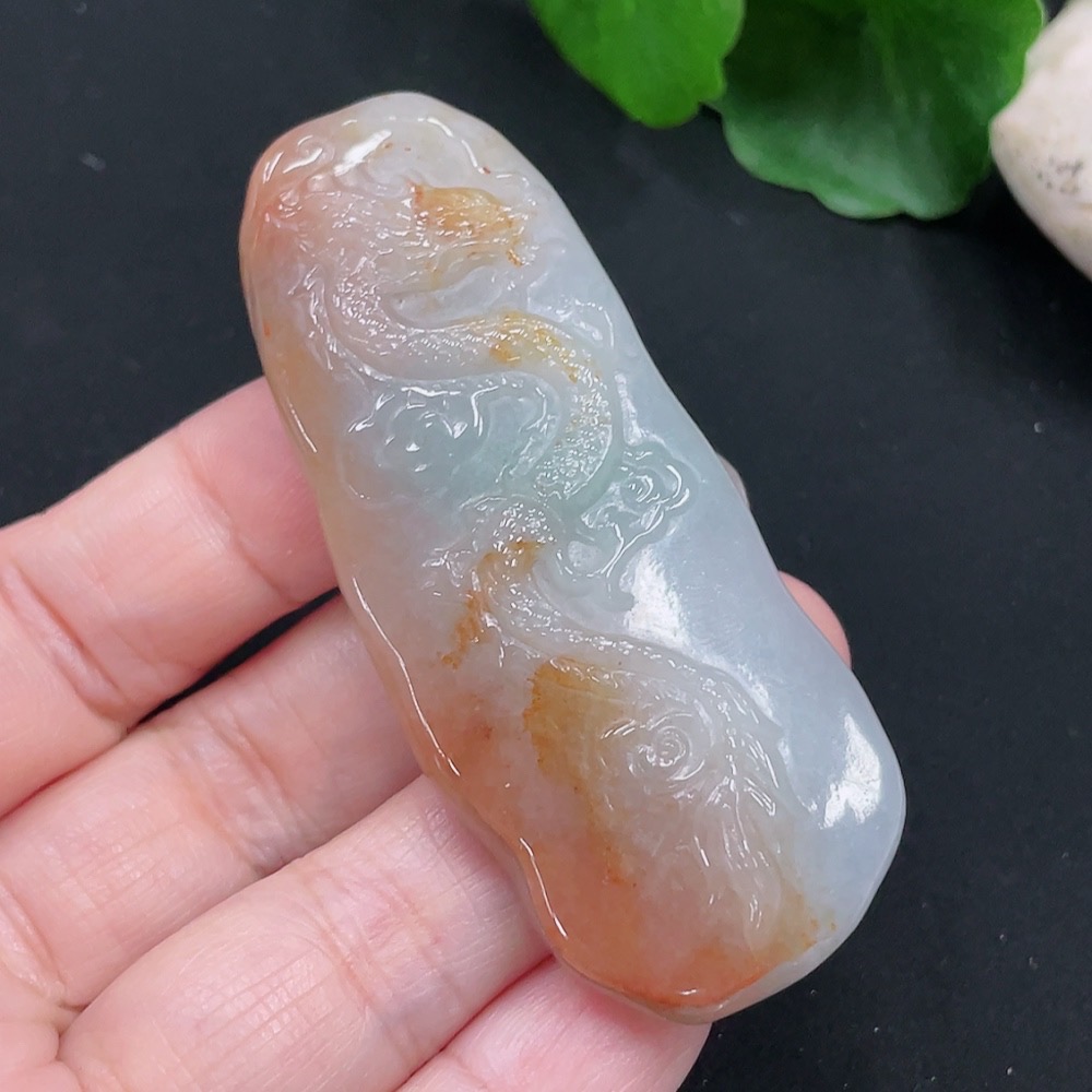 F30527701 Jadeite Dragon Pendant Total Weight Approx. 34g (Color origin undetermined)