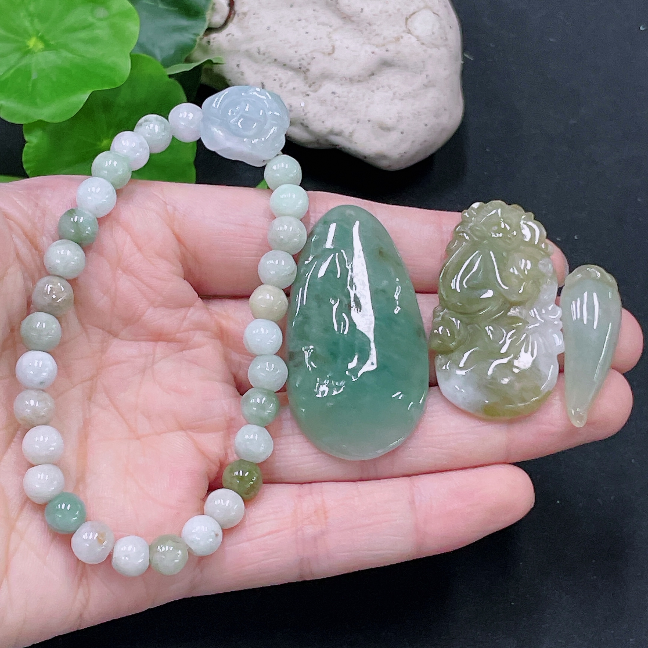 F33919958 Jadeite Pendant + Bracelet Approx. 6.5mm