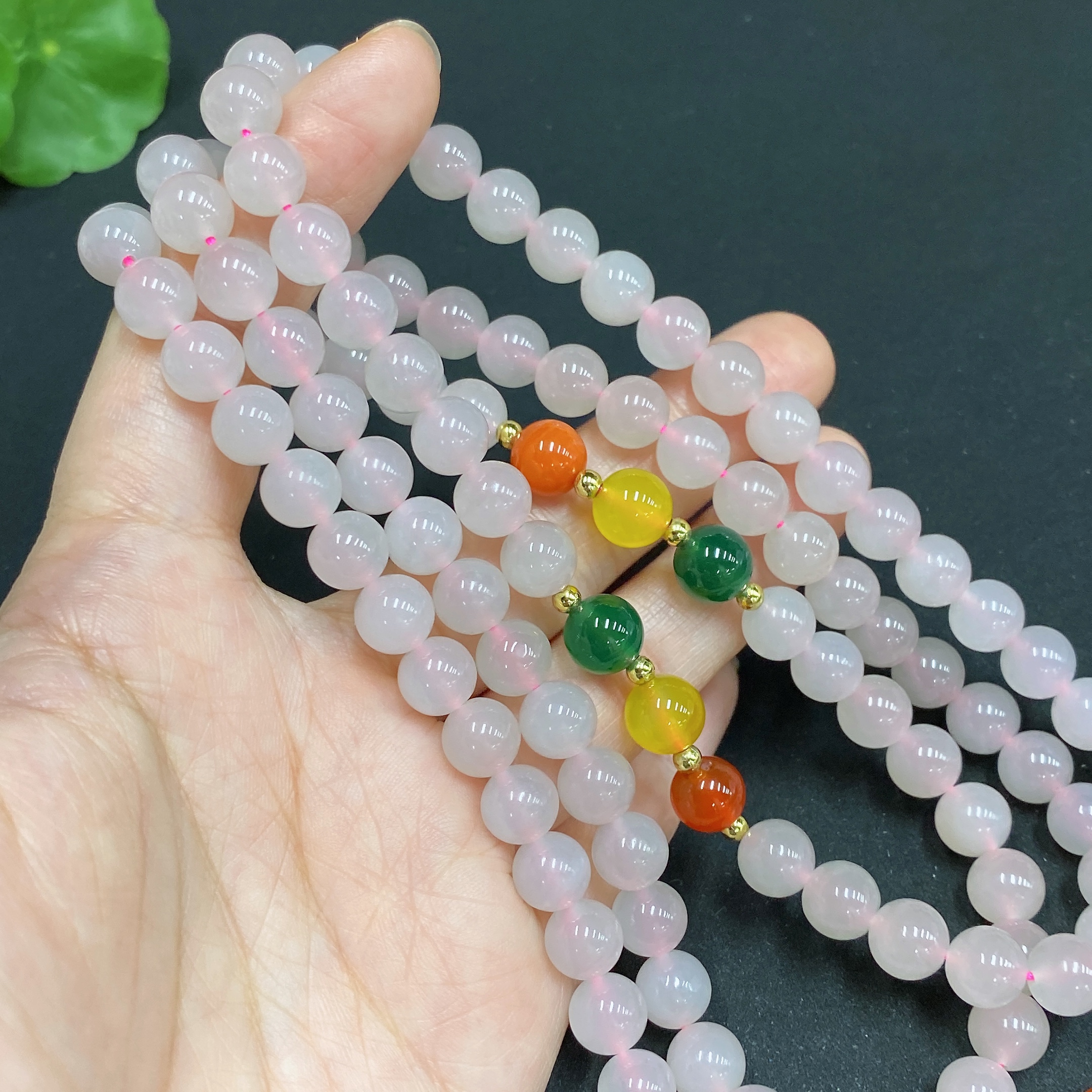H34015554 Hetian Jade Bead Necklace, Approx. 7.6mm, Non-Gold-Inlaid, Total Weight Approx. 93.5g, Accessories Not Hetian Jade