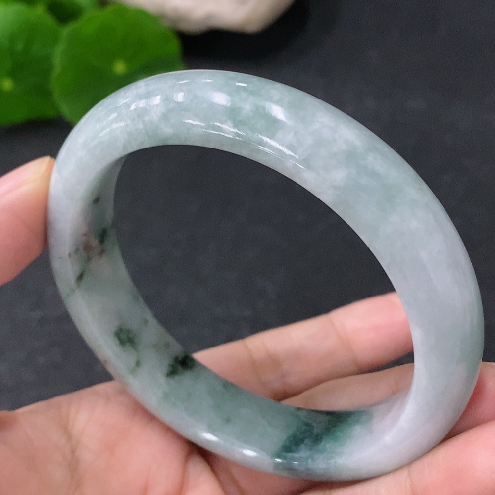 F33887331 Jadeite Round Bracelet, Total Weight Approx. 56.47g, Contains Other Mineral Components, Size 55.8