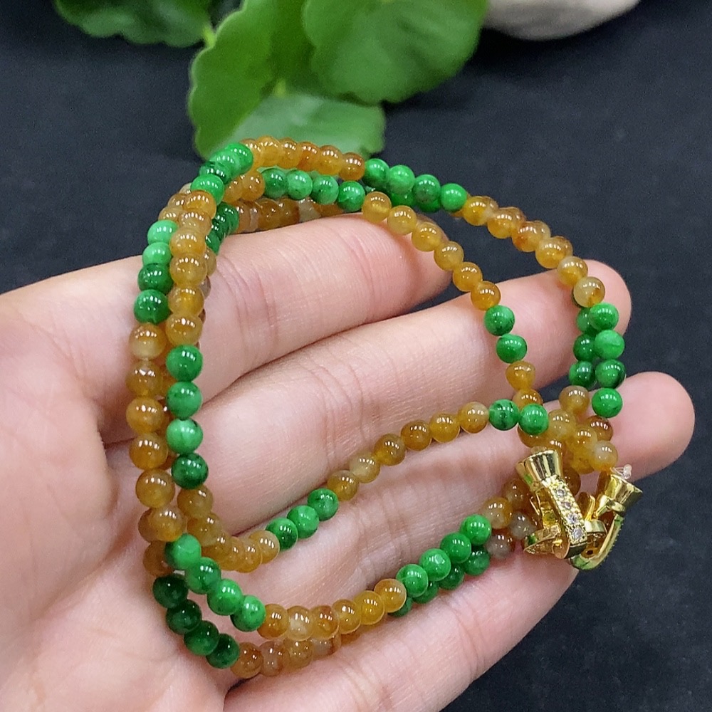 F32729653 Jadeite Bead Necklace Approx. 3.5mm Total Weight About 15.68g Color Origin Undetermined Non-Gold Inlaid