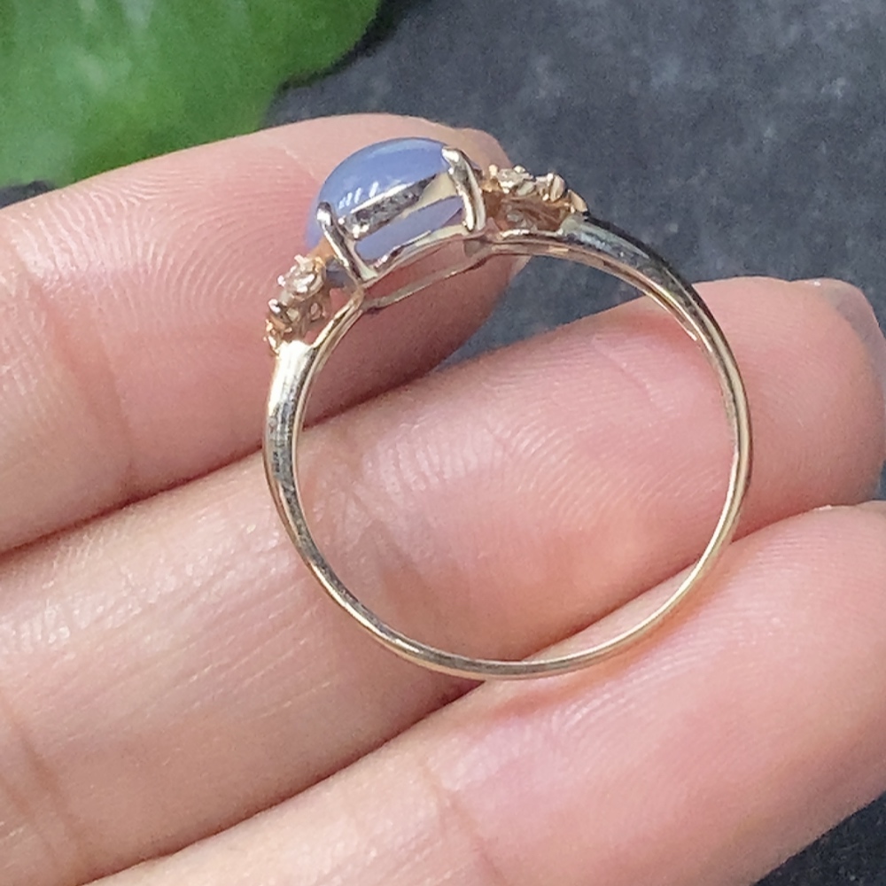 F34998234 Jadeite and Diamond Ring in 18k Gold, Size 15, Approx. Total Weight 1.55g