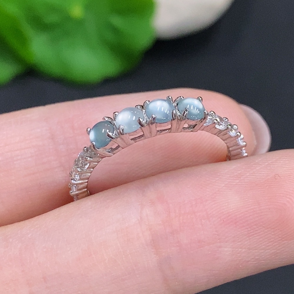 F34962965 Jadeite Inlaid Ring Non-Gold Size 17 Total Weight Approx. 1.8g