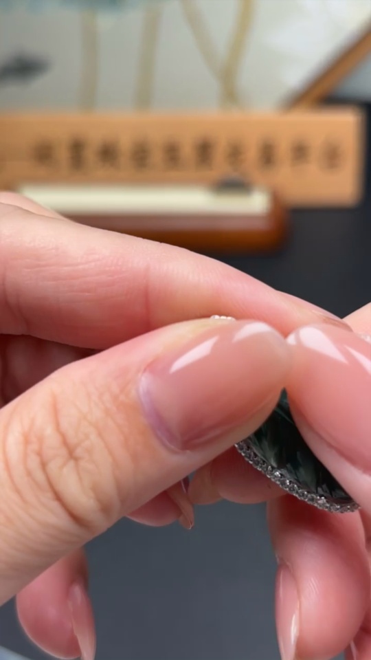 F35080367 Jadeite Leaf Inlay Pendant Non-Gold Inlay Total Weight Approx.6.48g