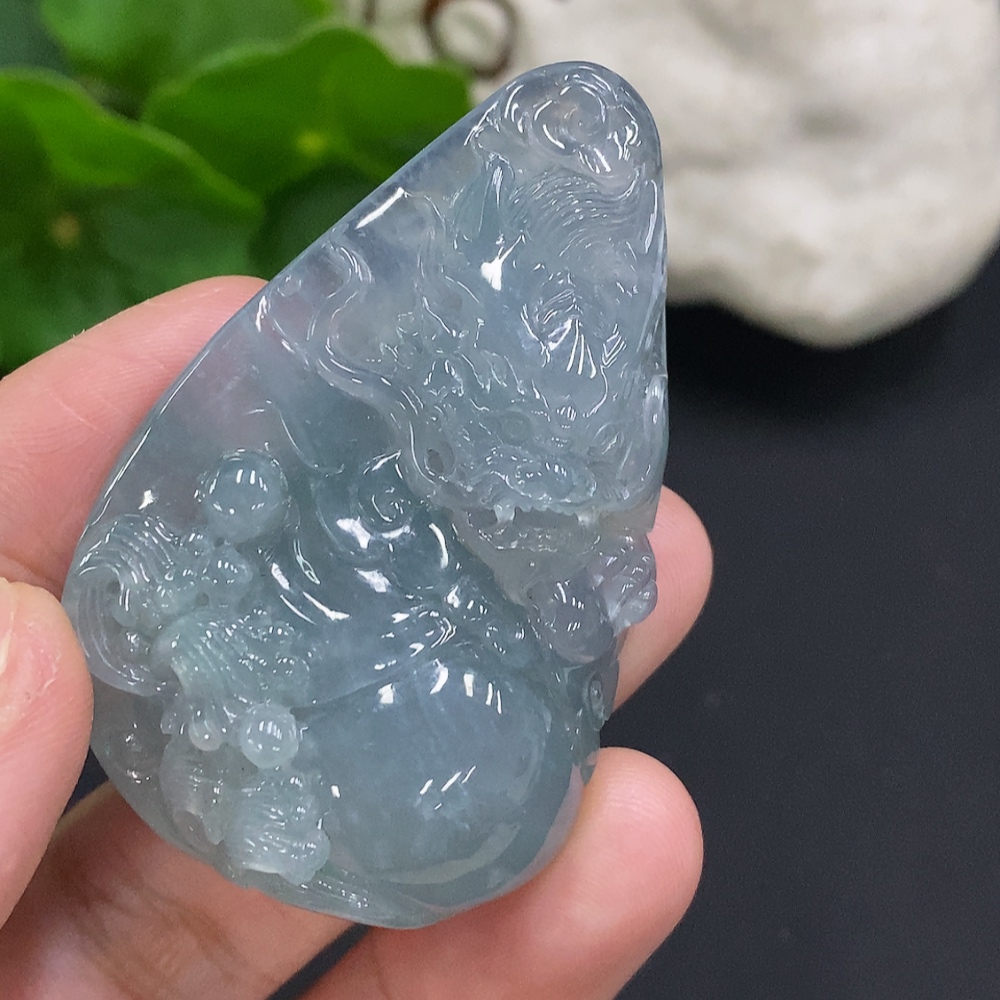 F34070774 Jadeite Pendant Dragon Plaque Total Weight Approx.31.77g