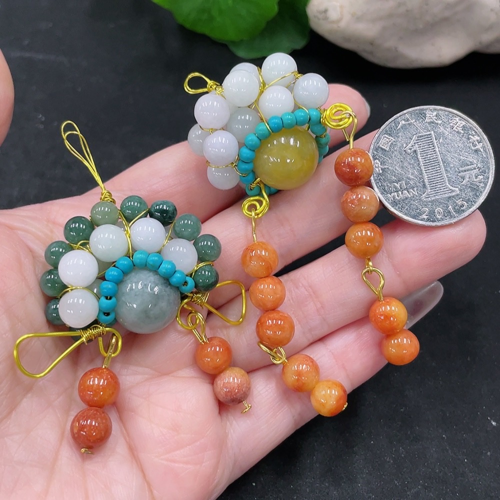 F35129067 Jadeite Beads Sell as a Lot Total Weight Approx. 43.95g Non-A Matching Beads Non-Gold