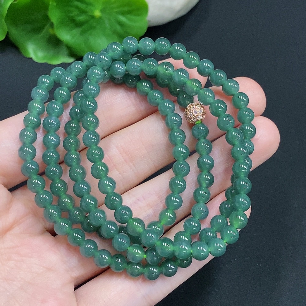 F30543513 Jadeite Bead Necklace, Non-Gold Setting, Approx. 4.7mm, Total Weight Approx. 26.8g