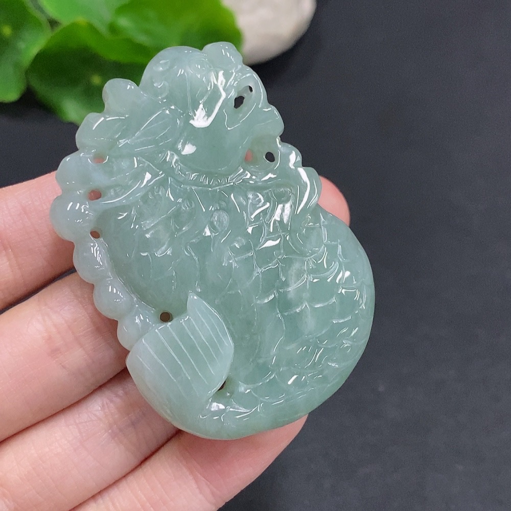 F35078624 Jadeite Arowana Pendant Total Weight Approximately 54.6g