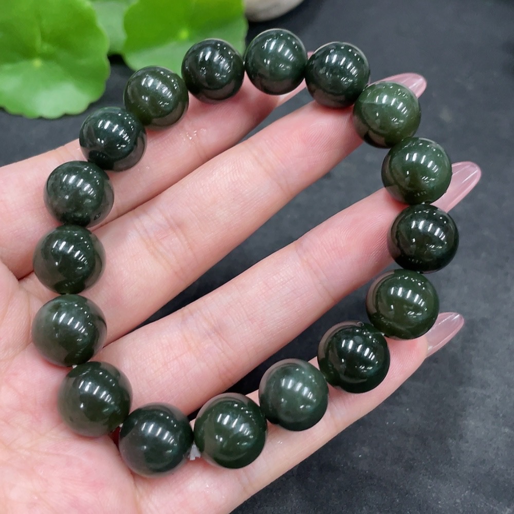 H33897525 Hetian Jade Bracelet Approx.11.6mm Total Weight Approx.44.9g