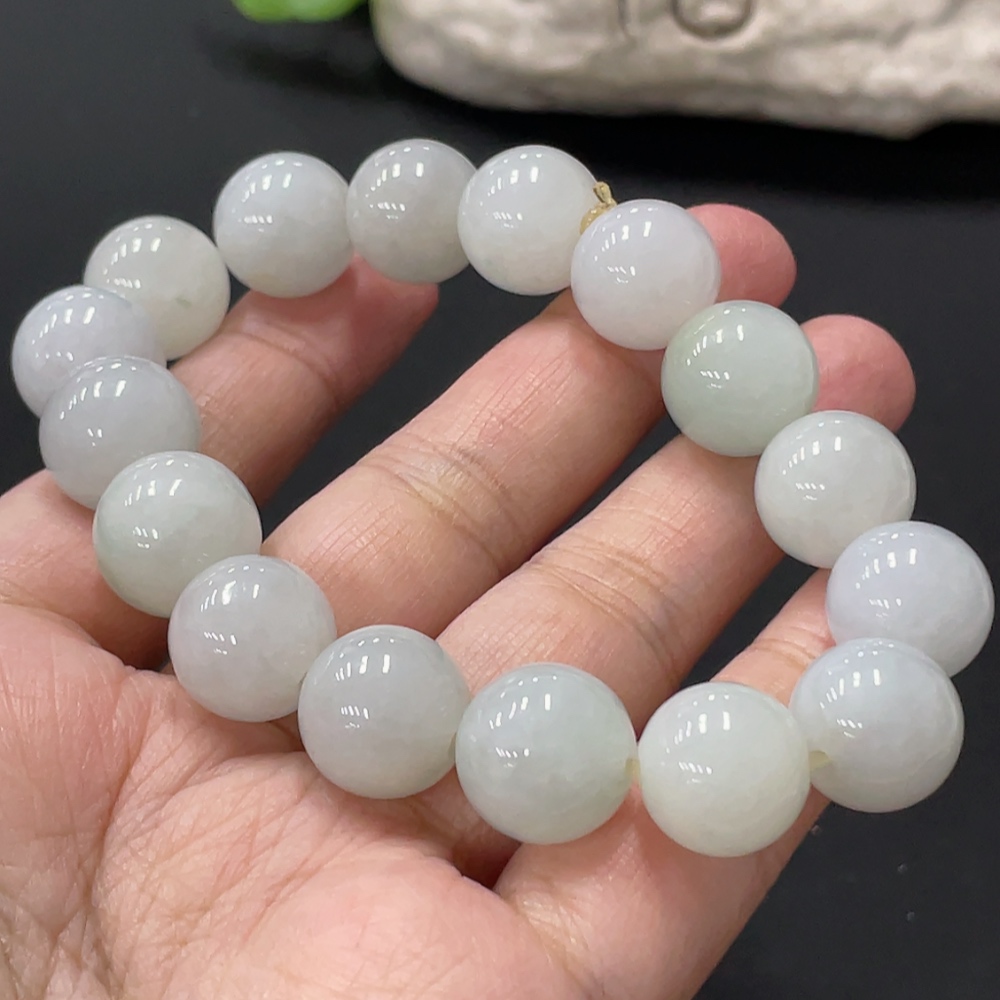 F35147315 Jadeite Bracelet Approx. 13.7mm Beads Total Weight Approx. 65.5g