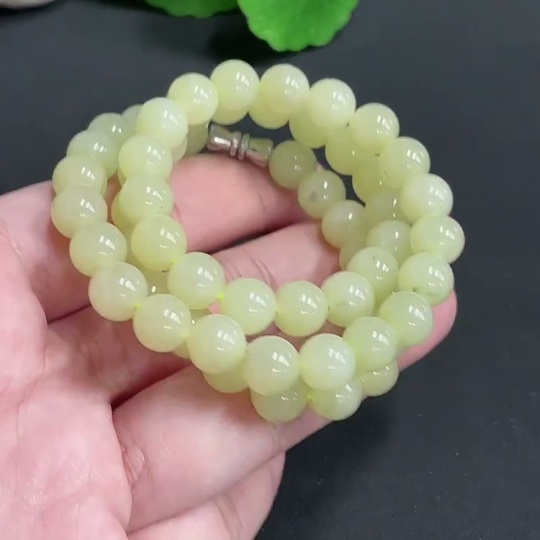 H16763844 Hetian Jade Bead Necklace, Approx. 8mm Beads, Non-Gold, Total Weight Approx. 45.38g
