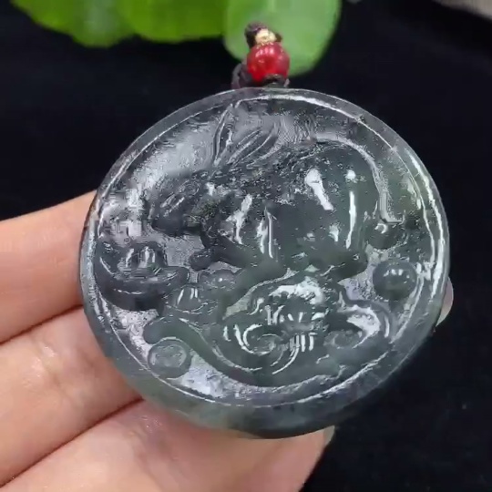 H09666265 Hetian Jade Rabbit Pendant with String, Total Weight 34g