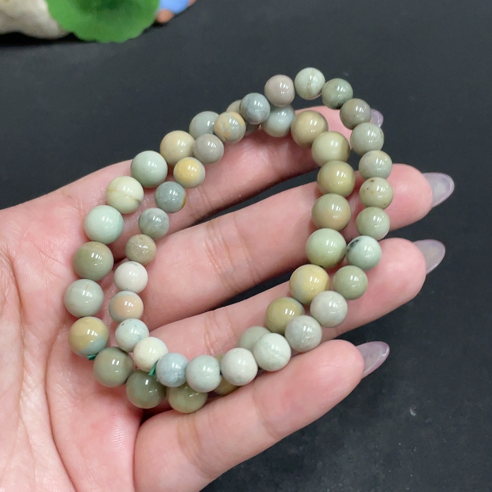 H33863200 Alashan Agate Bracelet, Approx. 8.3 mm Beads, Contains Other Mineral Components, Total Weight Approx. 32.2g