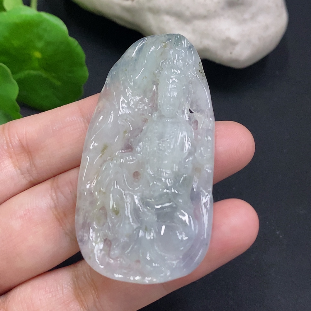 F32741616 Jadeite Guanyin Pendant Total Weight About 17.4g