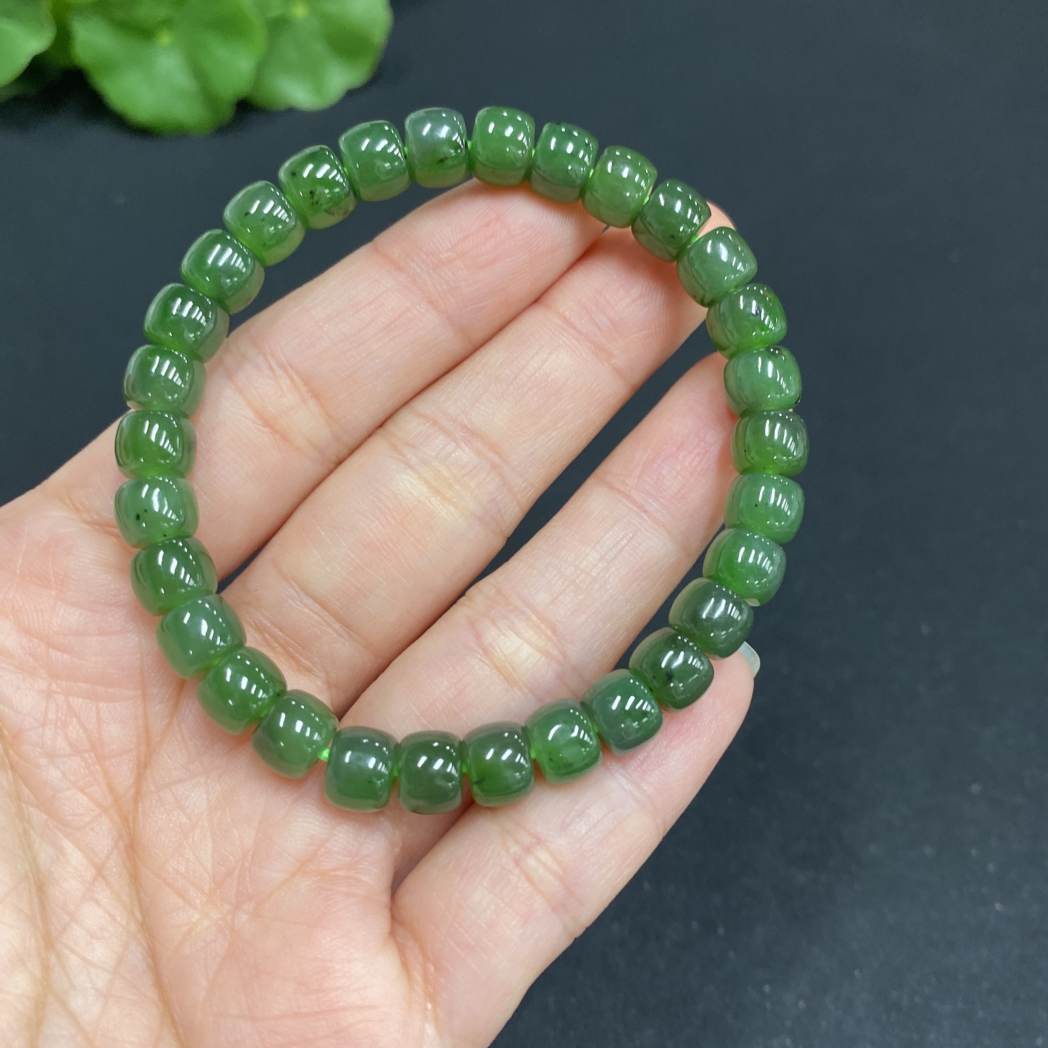 H34987148 Hetian Jade Bracelet, Approx. 6.8mm Beads, Total Weight Approx. 16.1g