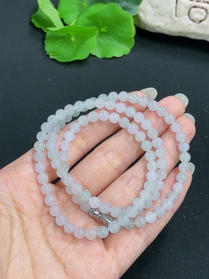 F42970051 翡翠珠链 非金 货品总重约24.9g  卡4.9mm左右
