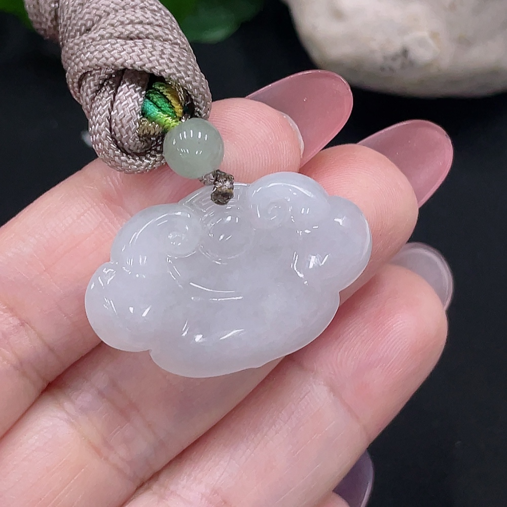 F34982716 Jadeite Ruyi Pendant Total weight about 9.33g (including rope weight) with non-A grade beads