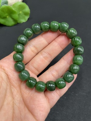 H34052255 Hetian Jade Jasper Bracelet Approx. 9.7mm Total Weight Approx. 33.1g