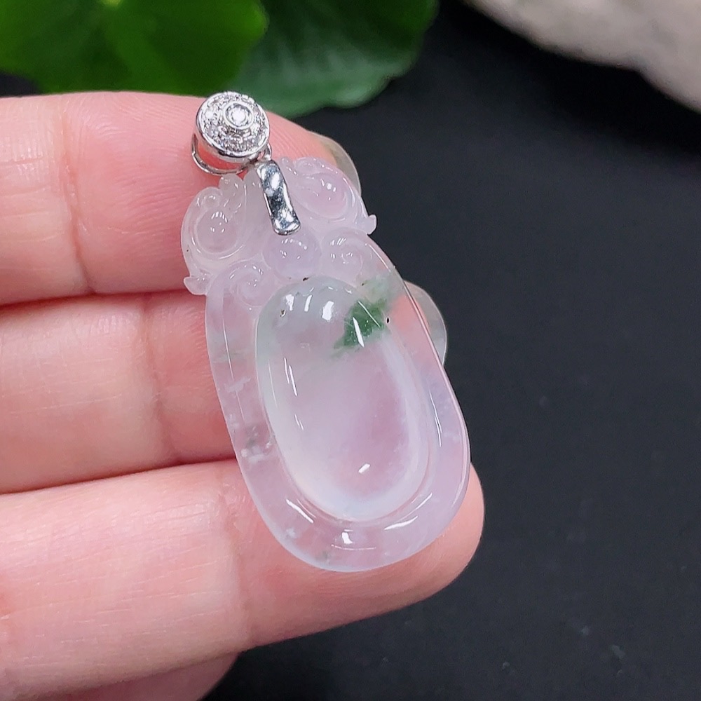 F31579752 Jadeite Fortune Shell Pendant 18K Gold Total Weight Approx. 6.1g (With Diamond Accents)