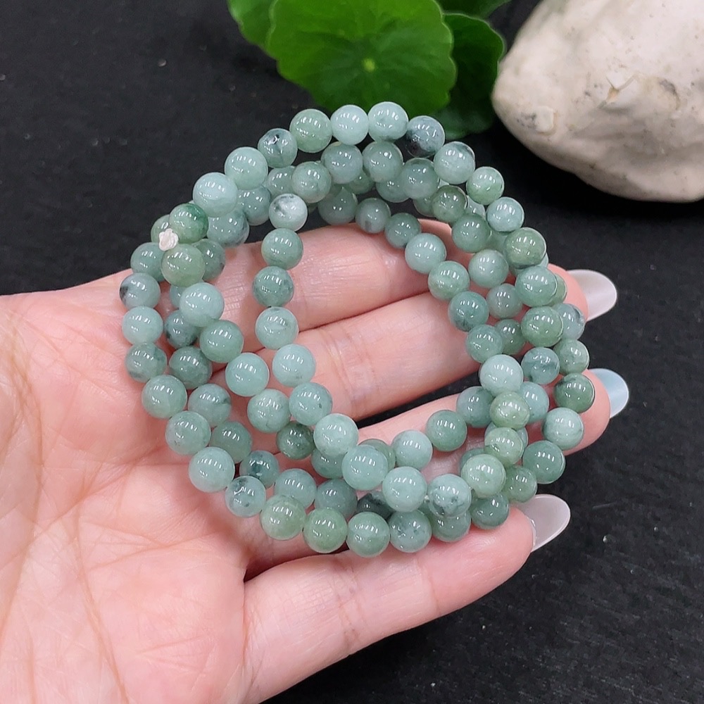 F33873724 Jadeite Bead Necklace Approximately 6.5mm Total Weight About 45.3g