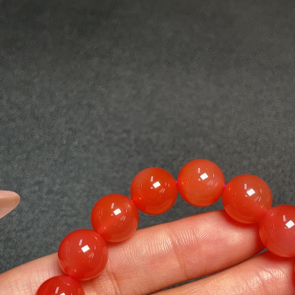C33921077 South Agate Beaded Bracelet, Total Weight Approx. 36.92g, Size Approx. 11.3mm